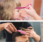 Professional Hair Cutting Scissors Sets Stainless Steel Barber Hairdressing Scissors Multifunctional Salon Thinning Scissors Straight Shears Tools for Men Women Home Use (Pink)