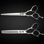 Left Handed Set of Hair Cutting Shears - Saki Kotaro - Made from Japanese 440C Steel - 6 Inch Set Includes Left Hair Scissors, Left Thinning Shears, Razor and Leather Shears Case