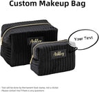 Personalized Makeup Bag, Black Velvet Custom Name Travel Makeup Bag for Women Teen Girls Birthday Gifts Mothers Day Gifts for Mom