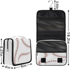 Travel Toiletry Bag for Women & Men Sport Baseball Red Hanging Cosmetic Organizer Portable Waterproof Makeup Case Make Up Bag with Compartments Travel Essentials for Bathroom Shower