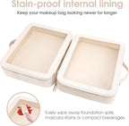 Clear Makeup Bag,Large Toiletry Case for Women,PU Leather Travel Cosmetic Bag,Detachable Makeup Case,Double Compartment Make up Organizer