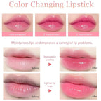BINGBRUSH Peach Color Changing Lipstick,Moisturizer Long Lasting Lip Care Lip Balm Magic Lip Gloss Lip Tint Stain Gloss Set for Women (3 pcs Peach + Strawberry +Grape Lipstick)