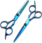Hair Cutting Scissors Kit 11PCS, Professional Haircut Scissors with Japanese Stainless Steel Shears, Thinning Shears, Haircut Accessories in Leather Case for Salon/Home (Blue)
