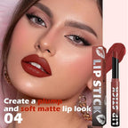 Matte Lipstick Crayon for Women, Rose Wood Lip Stick Pencil 24 Hour Long Lasting Waterproof, Non-Drying Hydrating Formula Lip Gloss Makeup, Vegan & Cruelty-Free, 04
