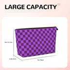 Womens Leather Makeup Bag Cosmetic Bag Travel Toiletry Bags Make Up Bags for Women Adult (Elegant Purple)