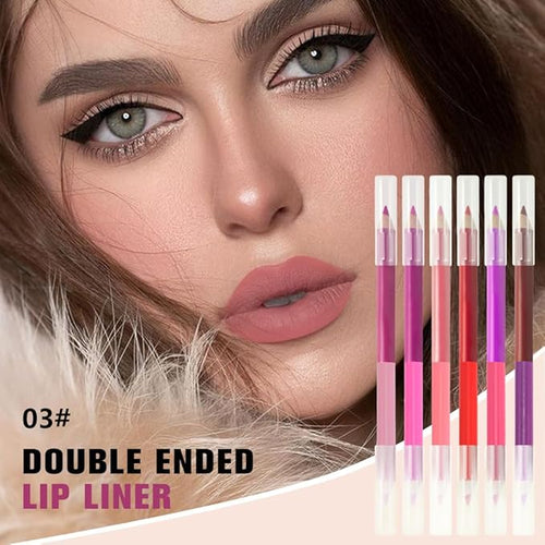 6Pcs Dual-Ended Dual-Colored Matte Lipstick Crayon Lip Liner pencil Set，Creamy & Hydrating Matte Lip Pencil, Smudge-Proof, Long-Wear Waterproof Lipstick to Create Perfect Lip Makeup (6pcs) Set #01