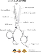 Moontay 6.0" Hair Cutting Shears with Large Finger Holes, Professional Barber Stylist Texturizing Shears, Salon Hair Cutting Scissors, 440C Japanese Stainless Steel, Silver