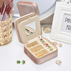 TAIMY Travel Jewelry Case,Small Plush Velvet Travel Jewelry organizer,Portable Mini Travel Jewelry Boxes for Rings Earrings Necklaces Bracelets(Blush Peach,with Mirror)
