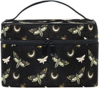 Goth Makeup Bag Black, Gothic Moth Butterfly Makeup Organizer Bags Toiletry Bag Box Travel Cosmetic Bag Make Up Train Case for Women Teen Girl Ladies