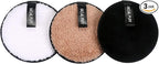Vtrem 3 Colors Reusable Makeup Remover Pads Washable Double-Side Face Eye Lip Remover Pads Multi-Function Microfiber Soft Facial Cleaning Puffs Towels for All Skin, Black/White/Coffee