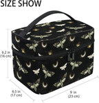 Goth Makeup Bag Black, Gothic Moth Butterfly Makeup Organizer Bags Toiletry Bag Box Travel Cosmetic Bag Make Up Train Case for Women Teen Girl Ladies