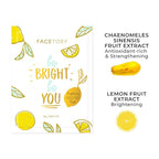 FACETORY K Beauty Face Mask Skin Care - BE BRIGHT BE YOU BRIGHTENING Sheet Mask with Gold Foil & Lemon Fruit | Glowing Gold Brightening Face Mask (1 Pack)