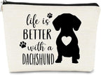 Life is Better with A Dachshund Makeup Bag,Funny Dachshund Heart Cosmetic Bag Best Gift Idea for Dog Lovers Teen Girls Women,Dachshund Mom Gifts for Birthday Christmas Valentine's Day