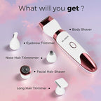 Bikini Trimmer for Women, LED Display Electric Razors for Women, 5-in-1 Electric Shaver, Rechargeable Painless Pubic Hair Trimmer for Legs, Underarms, Face & Sensitive Skin (Purple)