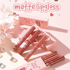 3Pcs Nude Matte Lipstick Set, Ice Cream Velvet Smooth Matte Lip Gloss, 24 Hour Natural Long Lasting & Nourishing Lip Glaze Non-stick Cup for Women Makeup (Set B)