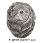 FACE MIRACLE Lace Front Mens Toupee Human Hair System Swiss Lace Center Toupee for Men Thin Skin PU Around Hair Replacement System V-Looped Mens Hair Wig Units 6"X8" #1B80 Off Black with 80% Gray