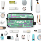 Custom Travel Cosmetic Bag with Name, Personalized Large Capacity Weekend Toiletry Bag Portable Bathroom Makeup Organizer, Light Green Solid Color