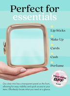 Clear Makeup Bag Zipper Pouch, Transparent Cosmetic Case Organizer, TSA Approved Travel Toiletry Case, Travel Accessories Essentials Makeup Tote for Women, Mini Cute Make up Bag for Purse - Sand