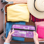 Personalized Name Toiletry Bag, Large Travel Cosmetic Bag Portable Makeup Organizer Bag for Women Bathroom Shower Essentials, Orchid Purple Color, Colorful Names Ranked