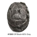 FACE MIRACLE Mens Toupee Lace Front Hairpieces Soft Human Hair Replacement System Natural Hairline Toupee for Men French Lace Poly V-Looped Mens hair Units 6"X8" #1B60 Off Black with 60% Gray