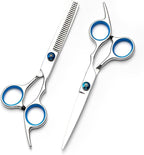 Hair Cutting Scissors Kit 11PCS, Professional Haircut Scissors with Japanese Stainless Steel Shears, Thinning Shears, Haircut Accessories in Leather Case for Salon/Home (Silver)