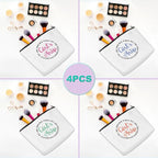 Girls Trip 2025 Makeup Bag - 4 Pcs Weekend Cosmetic Toiletry Zipper Pouch Weekender Bags for Women - Summer Favors, Friendship, Bachelorette Party, Birthday Gifts