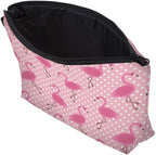 Cute Travel Makeup Bag Cosmetic Bag Small Pouch Gift for Women (Pink Flamingo)
