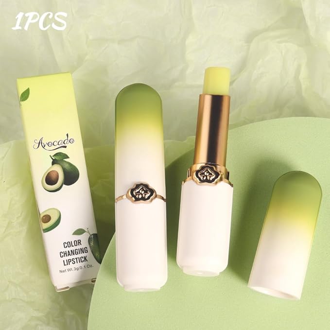 BINGBRUSH Peach Color Changing Lipstick,Moisturizer Long Lasting Lip Care Lip Balm Magic Lip Gloss Lip Tint Stain Gloss Set for Women (1pc Avocado)