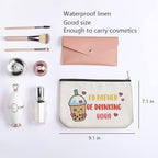 Boba Tea Lover Gifts, Boba Kawaii Makeup Bag, Boba Gifts for Girls Friend Daughter, Travel Toiletry Makeup Organizer Zipper Pouch - I'd Rather Be Drinking Boba