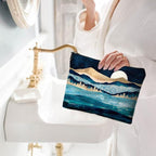 Cute Makeup Bag for Purse Canvas Waterproof Funny Cosmetic Bags for Women Zipper Travel Toiletry Pouch-Mountain Moon Lake Makeup Bags