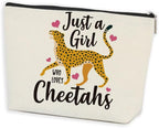 Azteoiz Cheetah Print Makeup Bag Cheetah Animal Lovers Gifts for Women, Graduation Friendship Birthday Gift for Girls Friends Daughter Sister Preppy Cosmetic Bag Zipper Pouch