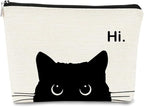 Cute Cat Makeup Bag, Kitty Cosmetic Zipper Travel Toiletry Bag, Black Cat Gifts for Women & Teen Girls