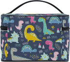 Makeup Bag, Cute Funny Dinosaurs Travel Makeup Organizer Bag Cosmetic Cases Toiletry Bags for Girl Women Ladies