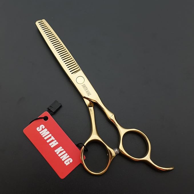 6.0 Inches Professional hair cutting thinning scissors set with razor (Gold)