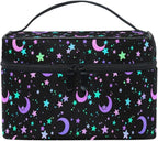 Makeup Bag, Crescents and Stars Makeup Organizer Bags Toiletry Bag Box Travel Cosmetic Bag Make Up Train Case for Women Teen Girl Ladies