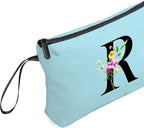 Women Birthday Maid of Honor Monogrammed Gifts for Bride Bridesmaid Sister Friend Her Teacher Makeup Cosmetic Bag with Mirror Mothers Day Christmas Graduation R