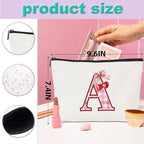 Initial Makeup Bag Monogram Cosmetic Bag Monogrammed Gifts for Women Girls Friends Coworker Teacher Personalized Travel Toiletry Bag Christmas Bridal Shower Wedding Bridesmaid Gifts, Cherry A