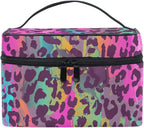 Makeup Bag, Colorful Leopard Print Travel Makeup Organizer Bag Cosmetic Cases Toiletry Bags for Girl Women Ladies