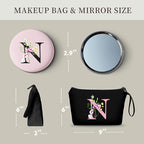 SEAMOON Bride to be Birthday Womens Unique Initial Monogram Gifts for Women Mom Personalized Travel Makeup Cosmetic Bag with Mirror Valentines Mothers Day Christmas Graduation N