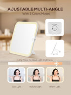 OMIRO Makeup Case, Makeup Bag with Light Up Mirror Set, Makeup Organizer Bag with Magnet Makeup Mirror for Women and Girls