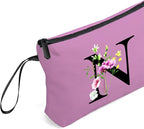 Appreciation Initial Monogram Gifts for Sisters from Sister Employees Team Bride Womens Unique Mom Personalized Makeup Cosmetic Bag with Mirror Mothers Day Christmas Graduation N