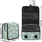 Travel Toiletry Bag for Women & Men Flower Daisy White Hanging Cosmetic Organizer Portable Waterproof Makeup Case Make Up Bag with Compartments Travel Essentials for Bathroom Shower