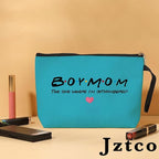 Jztco Boy Mama Makeup Bag, Baby Shower Gifts for Mom First Time, Christmas Birthday Unique Cosmetic Bag Funny Mothers Day, New Mom Gifts - Boy Mama The One Where I'm Outnumbered, Blue