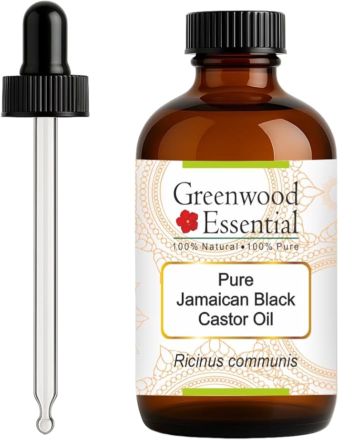 Greenwood Essential Pure Jamaican Black Castor Oil (Ricinus communis) with Glass Dropper 120ml (4 oz)