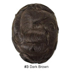 FACE MIRACLE Hair System for Men French Lace Mens Toupee Human Hair Replacement System Lace with PU Toupee for Men Male Hair Piece Wigs 6"X8" 3# DARK BROWN