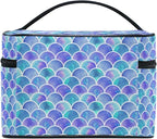 Mermaid Makeup Bag, Watercolor Rainbow Scales Mermaid Makeup Organizer Bags Toiletry Bag Box Travel Cosmetic Bag Make Up Train Case for Women Teen Girl Ladies