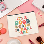 Makeup Bag Gifts for Artists Women, Art Lover Gift Thank You Gifts for Painter Teacher Girls Sister Friends It's A Good Day To Make Art Zipper Cosmetic Bag Travel Toiletry Pouch for Purse
