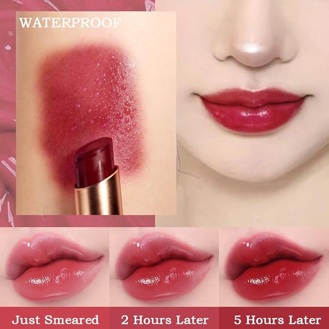 BINGBRUSH Peach Color Changing Lipstick,Moisturizer Long Lasting Lip Care Lip Balm Magic Lip Gloss Lip Tint Stain Gloss Set for Women (1pc Cherry)