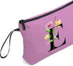 Women Birthday Unique Bride to be Bridal Shower Initial Gifts for Mom Sister Friend Her Teacher Aunt Makeup Cosmetic Bag with Mirror Mothers Day Christmas Graduation E