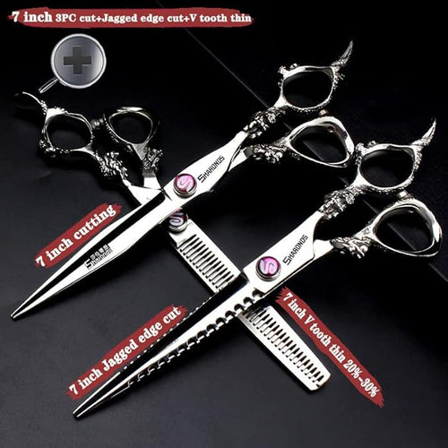 6/7/8/9 inch Professional Hair Cutting Thinning Scissors Barber Shears Hairdressing Salon Set (7-inch 3pc)